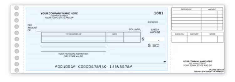 Long Stub Disbursement Check
