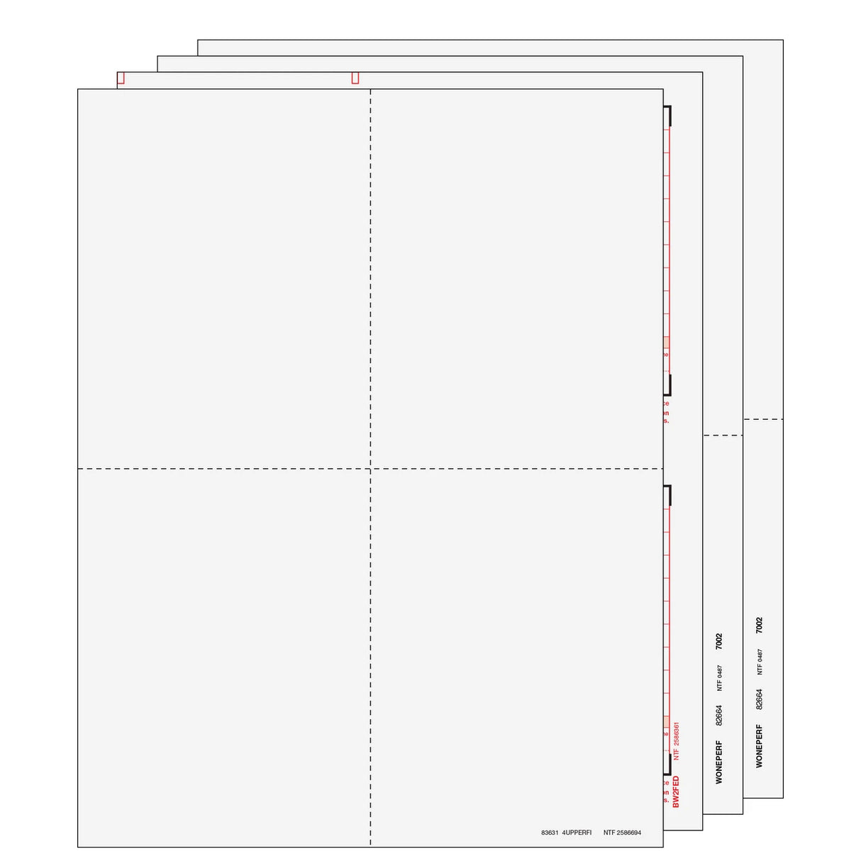 4up Blank W-2 Form 8-part Set (with Instructions)