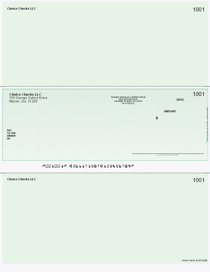 Lattice Imprinted Business Checks in Middle - Good Security