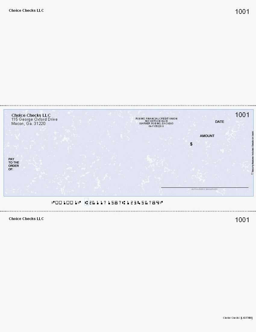 Marble Imprinted Business Check In Middle - Better Security - Marble Blue
