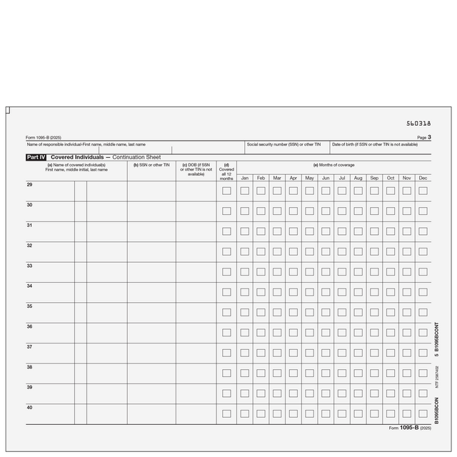 Form 1095-B Health Coverage - Continuation Form