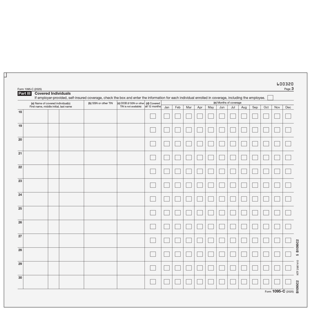 Form 1095-C - Employer Provided Health Insurance Offer and Coverage (Covered Individuals)