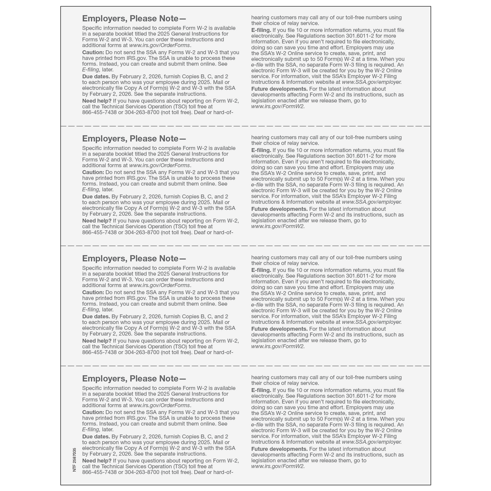 W-2 Employer State, City or Local, Copy 1/D - 4up Horizontal