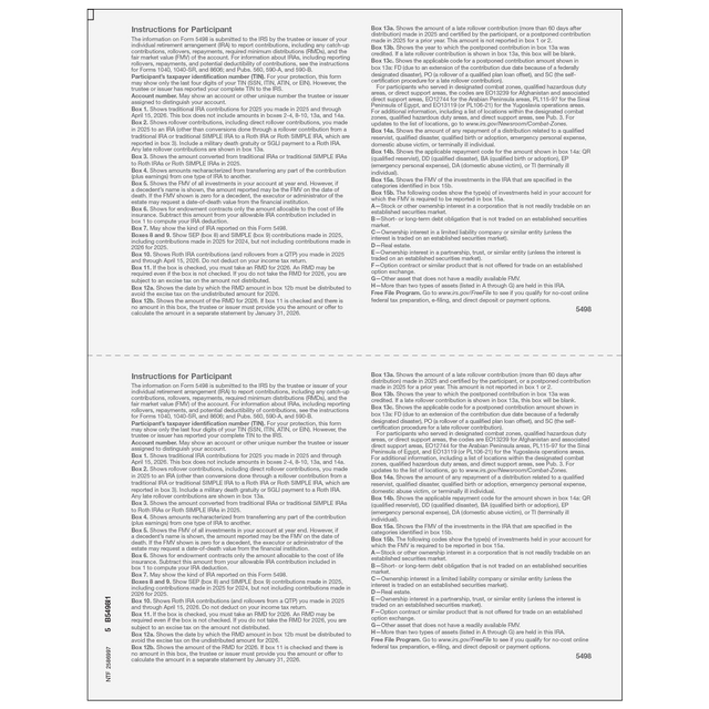 Form 5498 IRA Contribution Information Copy B Participant