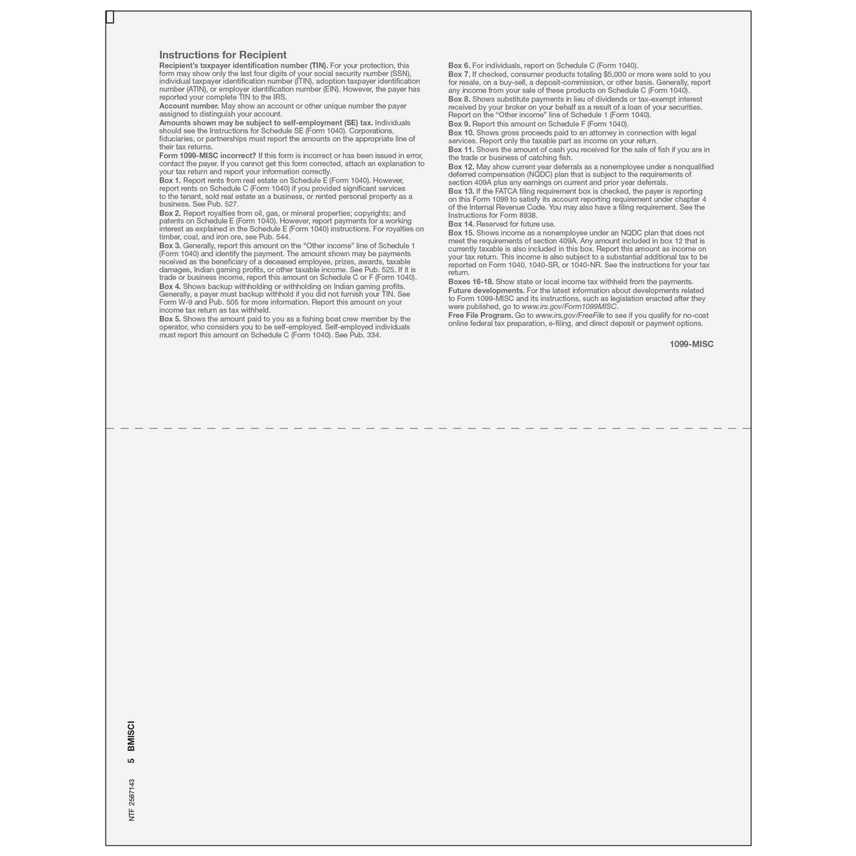 1099-MISC Miscellaneous Information - Recipient Copies B/2