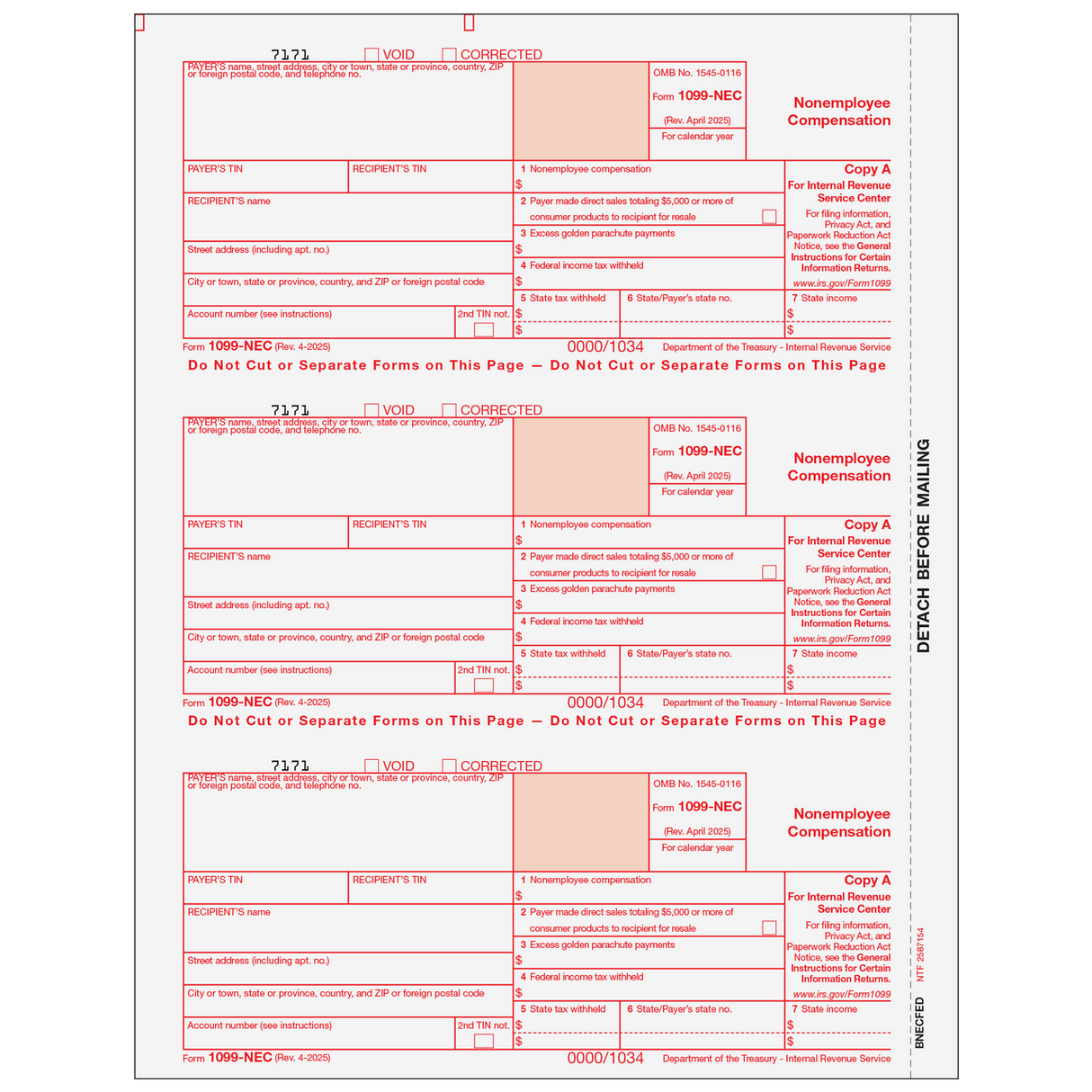1099-NEC Non-Employee Compensation - Copy A Federal