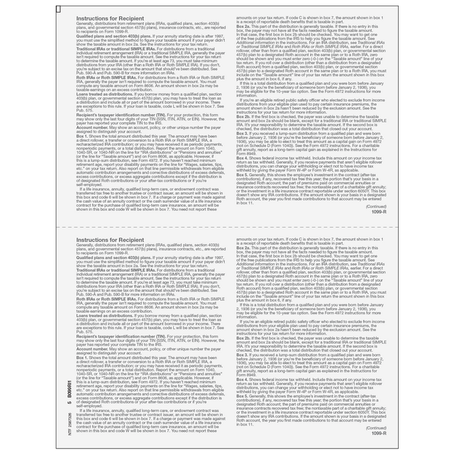 Form 1099-R Distributions From Pensions, etc.- Copy B Recipient