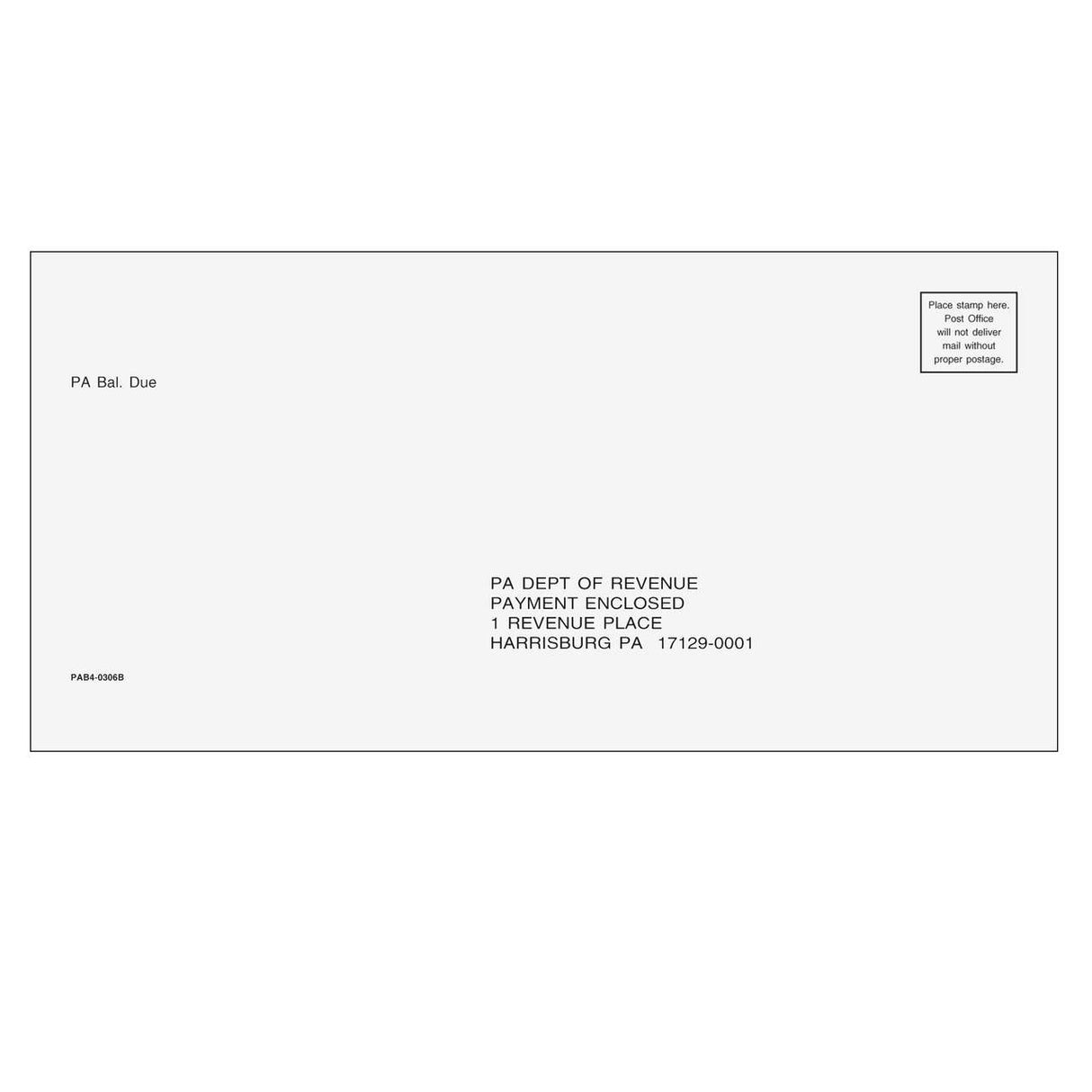 Pennsylvania Balance Due & E-file Envelope