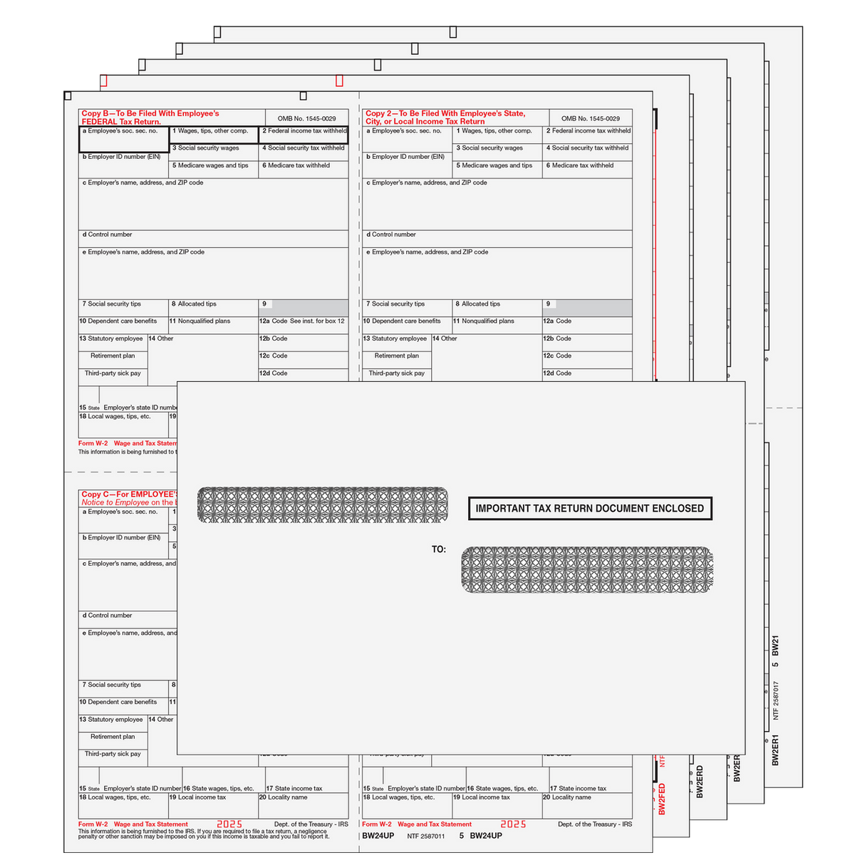 4up Quadrant W-2 Form 8-part Kit - (with Moisture Seal Envelopes)