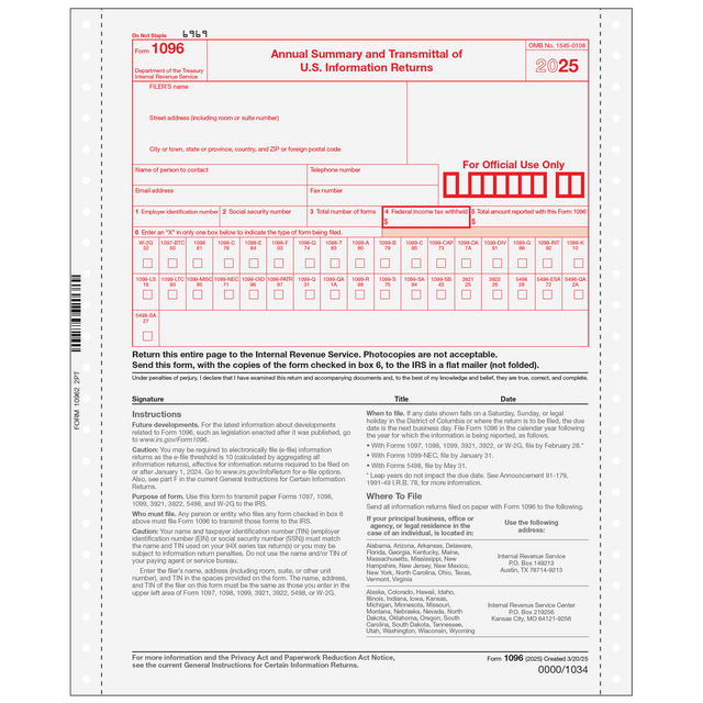 1096 Tax Forms