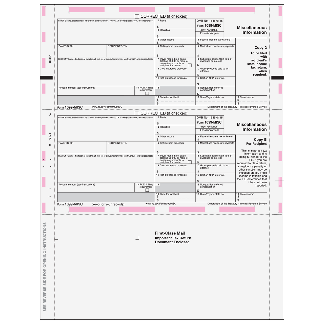Pressure Seal 1099- Tax Forms