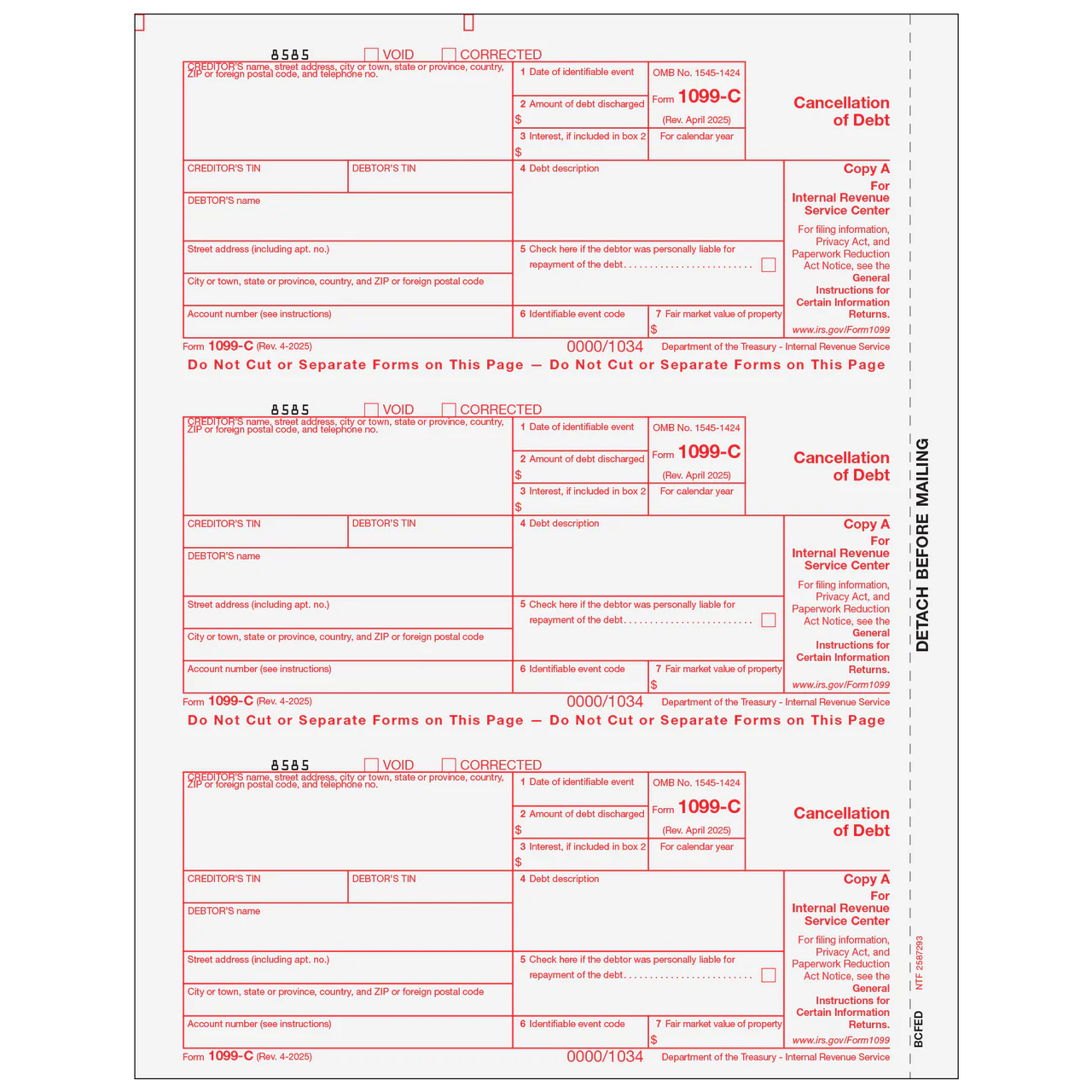 1099-C Tax Forms