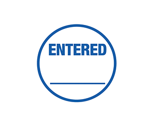 ENTERED Blue Stamp Round Pre Inked