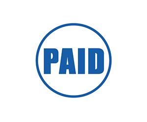 PAID Blue Stamp Round Pre Inked