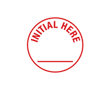 INITAL HERE Stamp Round Pre Inked