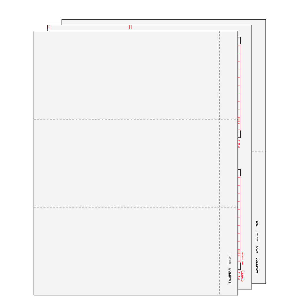 3up Blank W-2 Form 6-part Set (with Instructions)