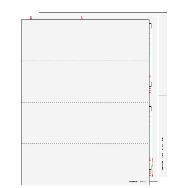 4up Blank W-2 Form 6-part Set with Instructions (Horizontal Employee Copies)