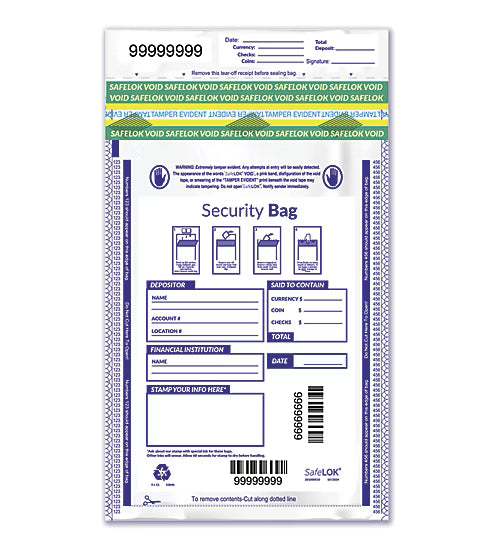 9 x 12" Single Pocket Deposit Bag, Opaque - 100 Qty