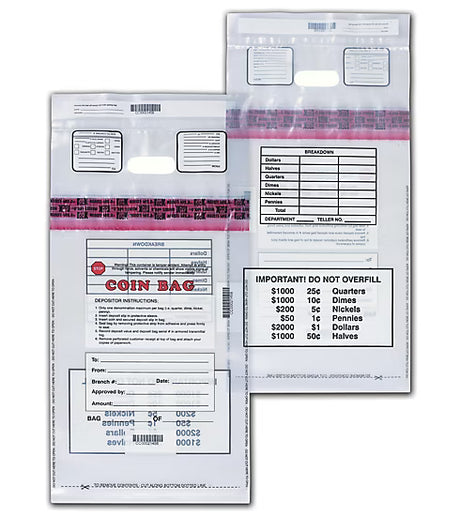 12x20 Heavy Duty Coin Deposit Bag- 100 Qty