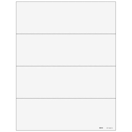 4up Blank W-2 Form - Horizontal Perforation