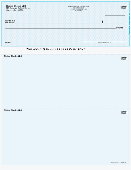 Lattice Imprinted Business Checks on Top - Good Security - Lattice Blue