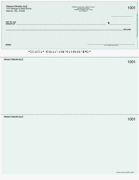 Lattice Imprinted Business Checks on Top - Good Security - Lattice Green