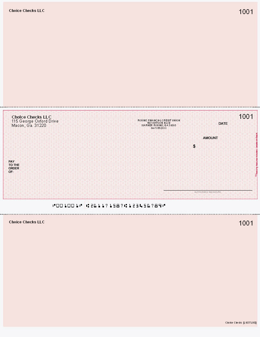 Lattice Imprinted Business Checks in Middle - Good Security