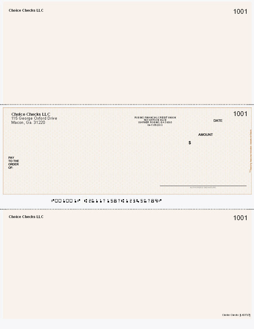 Lattice Imprinted Business Checks in Middle - Good Security