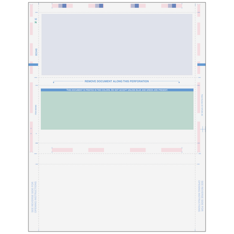 Pressure Seal Z-Fold Blank Check with Flat Background