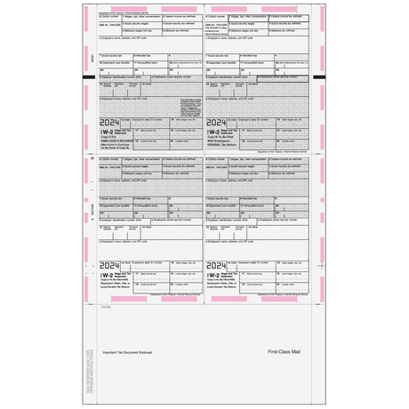 Pressure Seal EZ-Fold Preprinted W-2 Form 4up Quadrant (Copies C/B/2/2