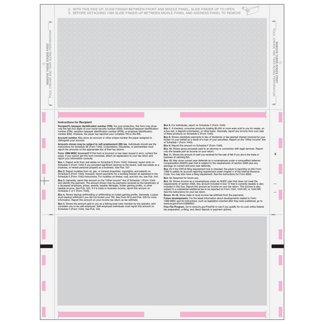 11'' Pressure Seal 1099-MISC Form - Z Fold Recipient (Copies B, 2)