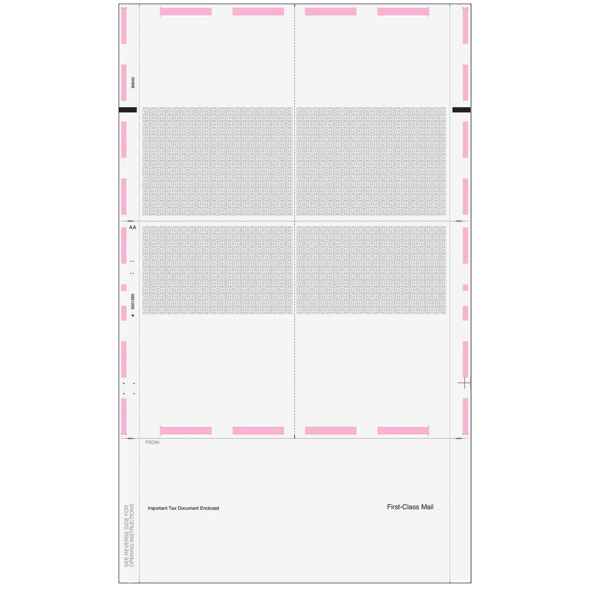 Pressure Seal EZ-Fold Blank W-2 Form 4up Quadrant (with Instructions)