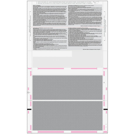 Pressure Seal EZ-Fold Blank W2 Form 4up Horizontal (with Instructions)