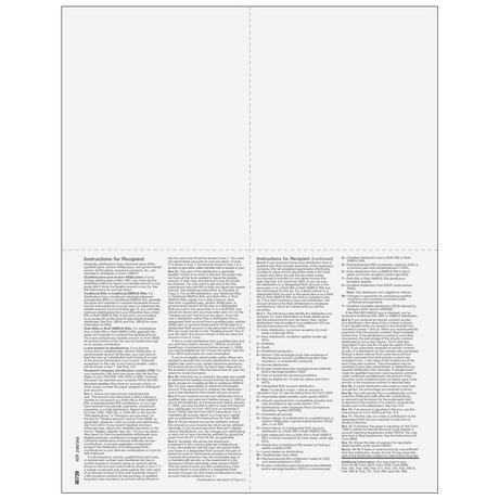4up 1099-R Form - Quadrant (with Recipient Instructions)