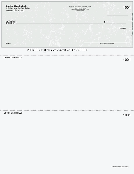 Marble Imprinted Business Check on Top - Good Security - Marble Gray