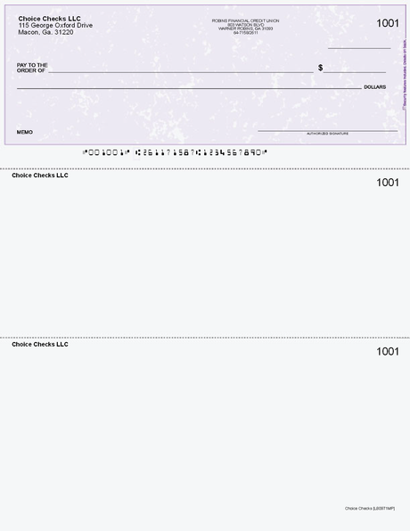 Marble Imprinted Business Check on Top - Good Security - Marble Purple