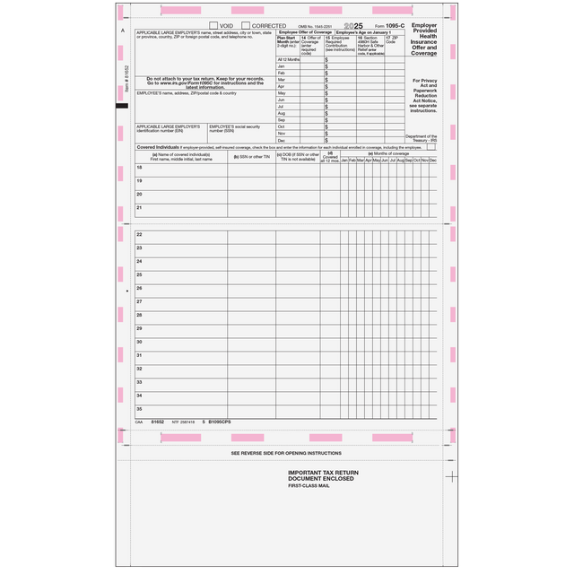 Pressure Seal 1095-C EZ-Fold Form (14'')