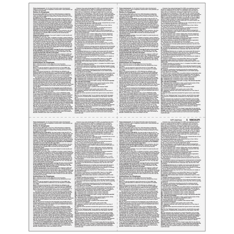 Form W-2 - 4up Quadrant (Instructions on all panels)