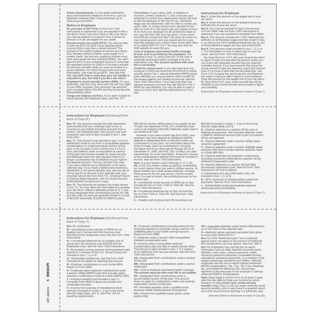 3up Blank W-2 Form with 1/2" Side Perforation (with Employee Instructions)