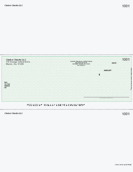 Herringbone Imprinted Business Checks In Middle -Herringbone Green