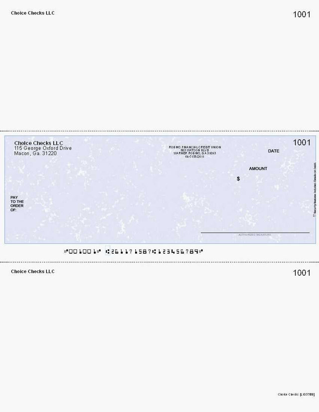 Marble Imprinted Business Check In Middle - Better Security - Marble Blue