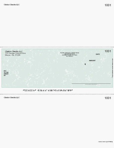 Marble Imprinted Business Check In Middle - Better Security - Marble Green