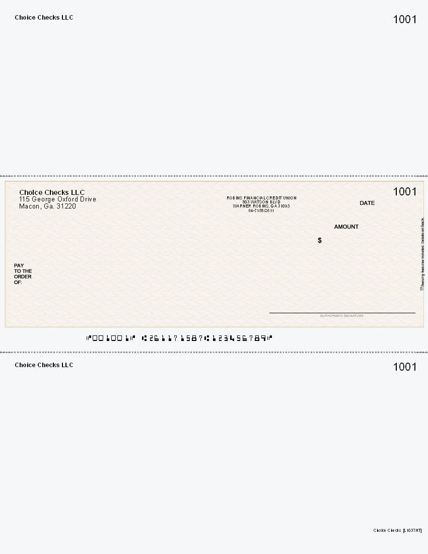 Herringbone Imprinted Business Checks In Middle -Herringbone Tan