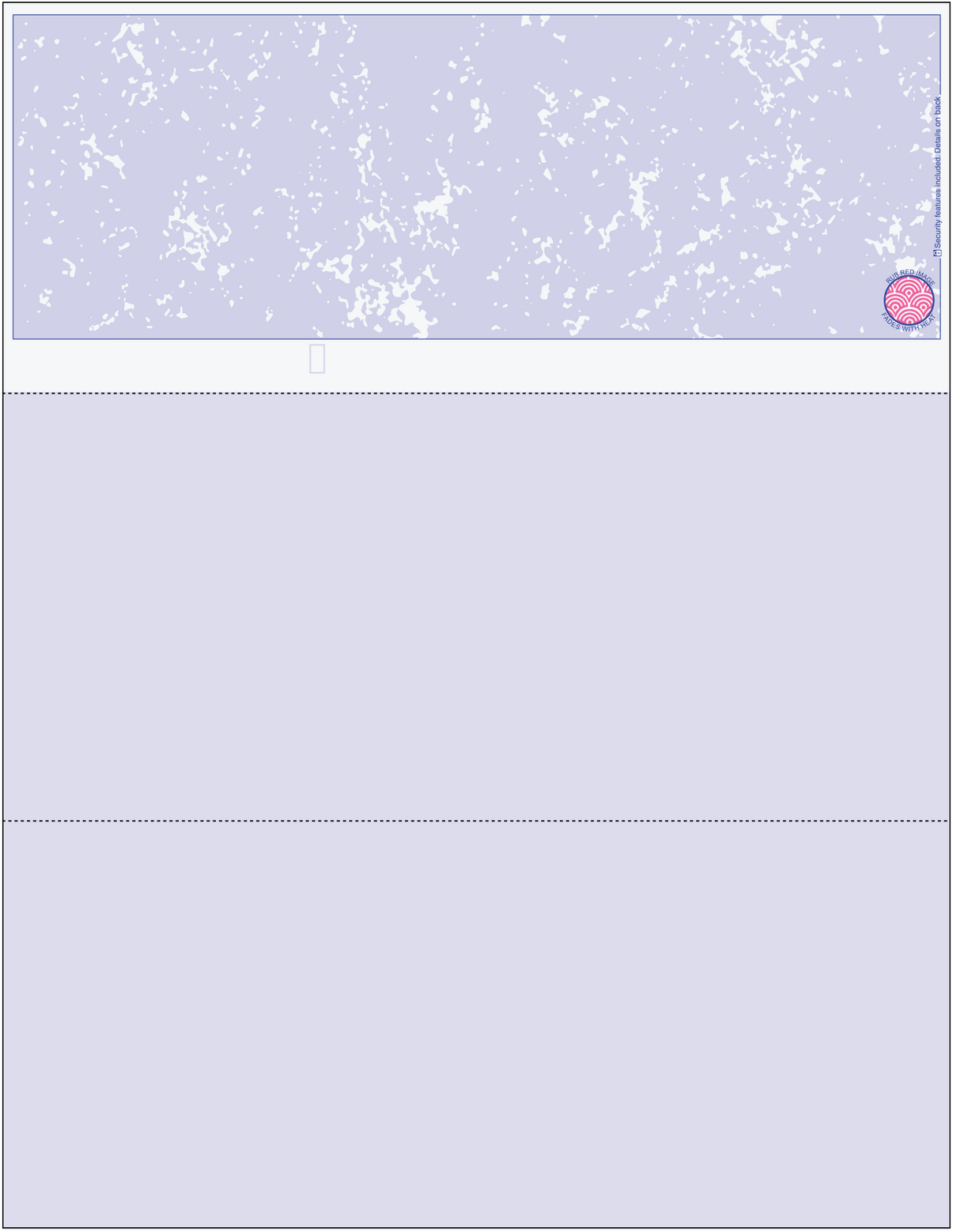 Marble Blank Business Checks on Top - Better Security -  Marble Blue with Colored Stub
