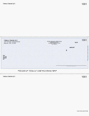 Wave Imprinted Business Checks in Middle - Good Security - Wave Blue