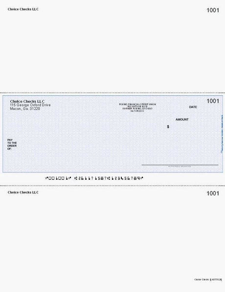 Wave Imprinted Business Checks in Middle - Good Security - Wave Blue