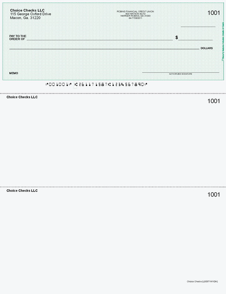 Wave Imprinted Business Checks on Top - Good Security - Wave Green