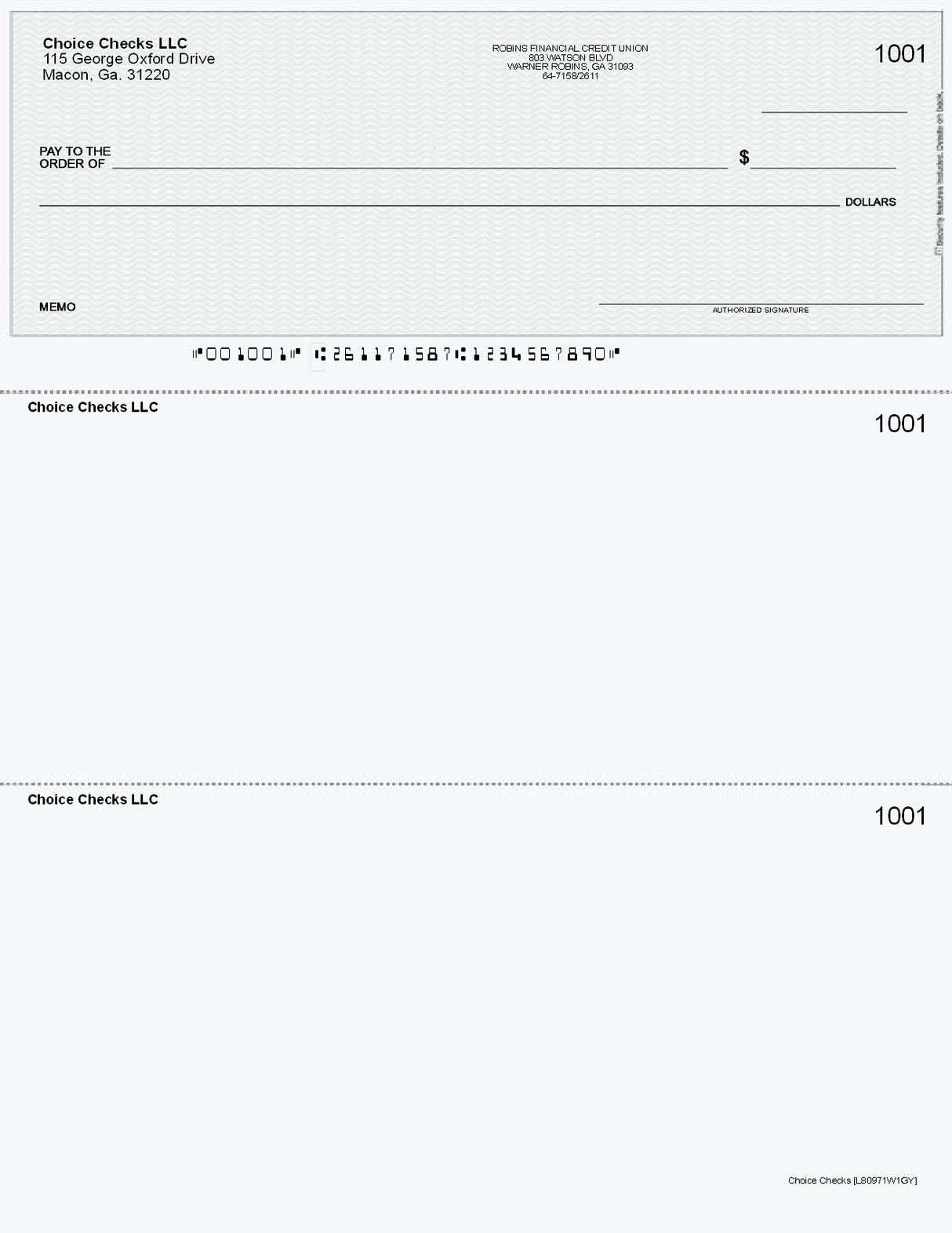 Wave Imprinted Business Checks on Top - Good Security - Wave Gray
