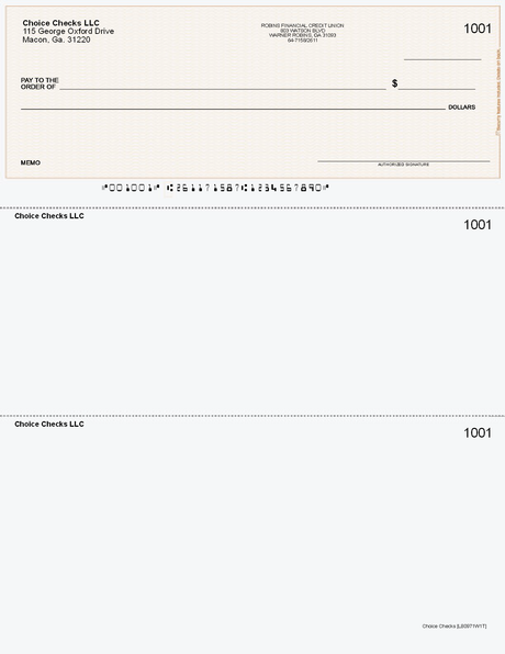 Wave Imprinted Business Checks on Top - Good Security - Wave Tan
