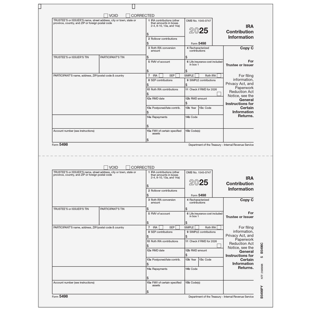 Form 5498 IRA Contribution Information Copy C Trustee/Issuer